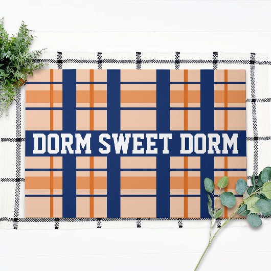 Navy Oranje Pset Cool Fun Dorm School Home Deurmat