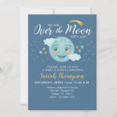 Navy over het Moon Boy Baby shower Kaart (Voorkant)