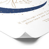 Navy Over the Moon Baby shower Luier Raffle Sign Poster (Hoek)