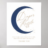 Navy Over the Moon Baby shower Luier Raffle Sign Poster (Voorkant)