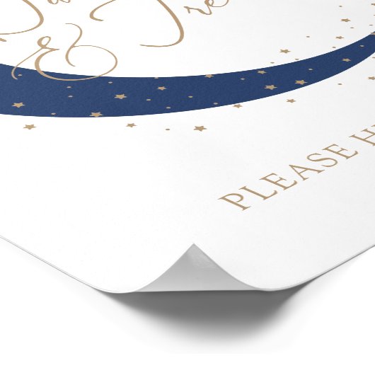 Navy Over the Moon Baby shower snoep en traktaties Poster (Hoek)