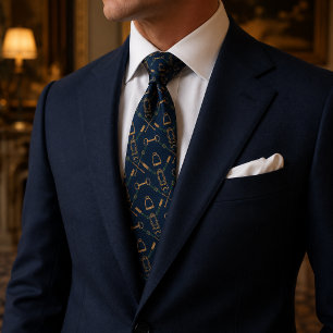Navy Paarden Estate Luxe Stropdas