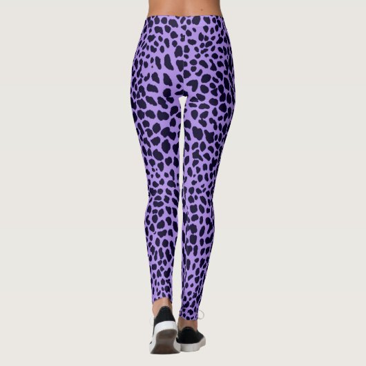 Navy Paarse Leopard Print Leggings (Achterkant)