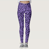 Navy Paarse Leopard Print Leggings (Voorkant)
