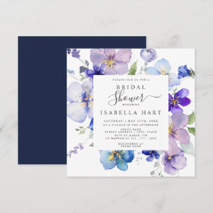 Navy Paarse Mauve Pansy Viola Floral Vrijgezellenf Kaart