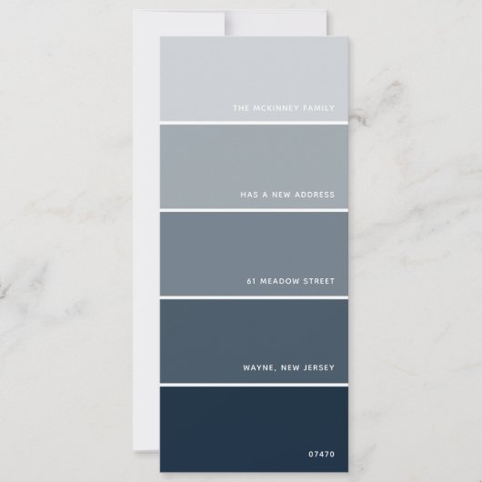 Navy Paint Swatch Nieuw adres aankondiging (Voorkant)