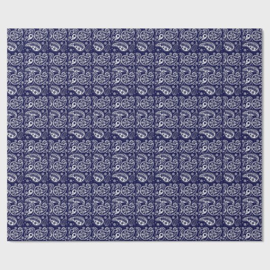 Navy Paisley Cadeaupapier (Vlak)