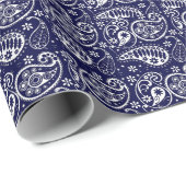 Navy Paisley Cadeaupapier (Rol Hoek)