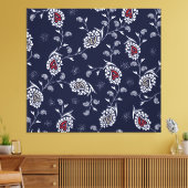 Navy Paisley: Elegant patroonontwerp. Canvas Afdruk (Insitu (Woonkamer))