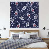 Navy Paisley: Elegant patroonontwerp. Canvas Afdruk (Insitu (Slaapkamer))