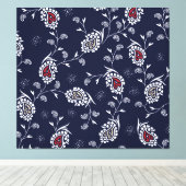 Navy Paisley: Elegant patroonontwerp. Canvas Afdruk (Insitu (Houten vloer))