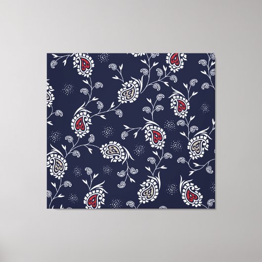 Navy Paisley: Elegant patroonontwerp. Canvas Afdruk (Voorkant)