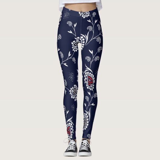 Navy Paisley: Elegant patroonontwerp. Leggings (Voorkant)