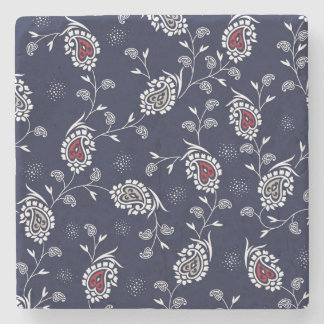 Navy Paisley: Elegant patroonontwerp. Stenen Onderzetter