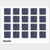 Navy Paisley: Elegant patroonontwerp. Vierkante Sticker (Vel)