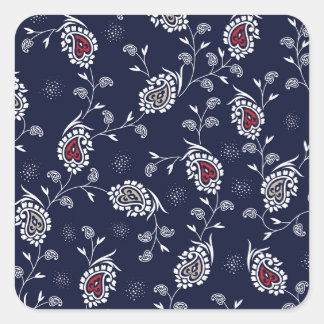 Navy Paisley: Elegant patroonontwerp. Vierkante Sticker
