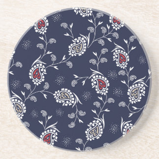 Navy Paisley: Elegant patroonontwerp. Zandsteen Onderzetter