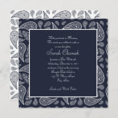 Navy Paisley Invitation Kaart (Voorkant / Achterkant)