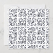 Navy Paisley Invitation Kaart (Achterkant)