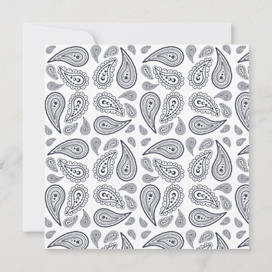 Navy Paisley Invitation Kaart (Achterkant)