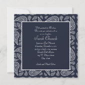 Navy Paisley Invitation Kaart (Voorkant)