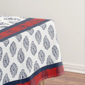 Navy Paisley Over Patriotic Stripes Tafelkleed (Voorbeeld)