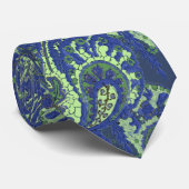 Navy Paisley Peacock Colors Wedding Stropdas (Opgerold)