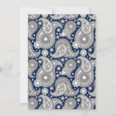 Navy Paisley Wedding Invitations Kaart (Achterkant)