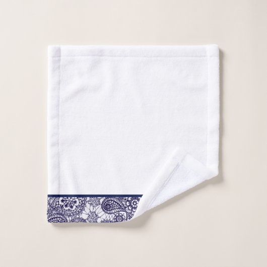 Navy Paisley White Towel Set Bad Handdoek (Wasdoekje)