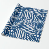 Navy Palm Fronds Cadeaupapier (Uitgerold)