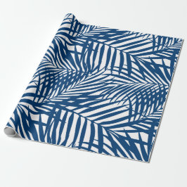 Navy Palm Fronds Cadeaupapier