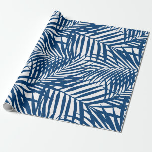 Navy Palm Fronds Cadeaupapier