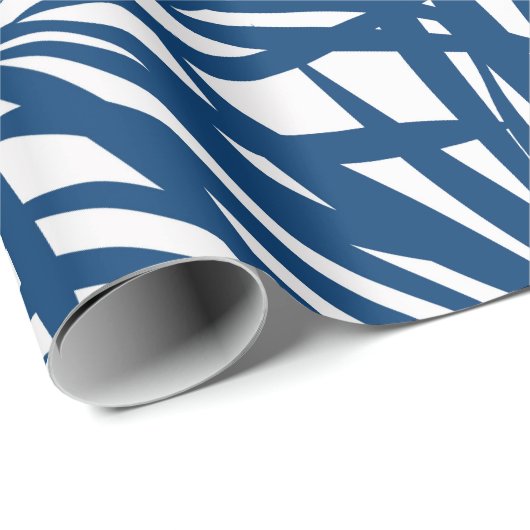 Navy Palm Fronds Cadeaupapier (Rol Hoek)