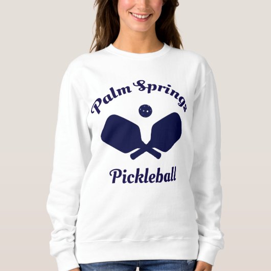 Navy Palm Springs Pickleball Sweatshirt (Voorkant)