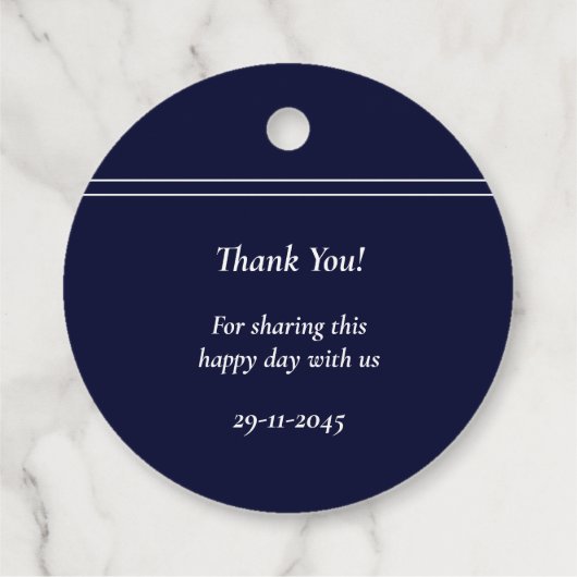 Navy Palm Tree Coastal Wedding Bedankt Bedankjes Labels (Achterkant)
