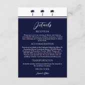 Navy Palm Tree Coastal Wedding Details Informatiekaartje (Voorkant)