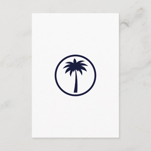 Navy Palm Tree Coastal Wedding Details Informatiekaartje (Achterkant)