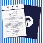 Navy Palm Tree Coastal Wedding Details Informatiekaartje