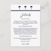Navy Palm Tree Coastal Wedding Details Informatiekaartje (Voorkant)