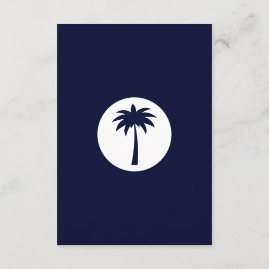 Navy Palm Tree Coastal Wedding Details Informatiekaartje (Achterkant)