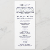 Navy Palm Tree Minimalistische Kustbruiloft Programmakaart (Achterkant)