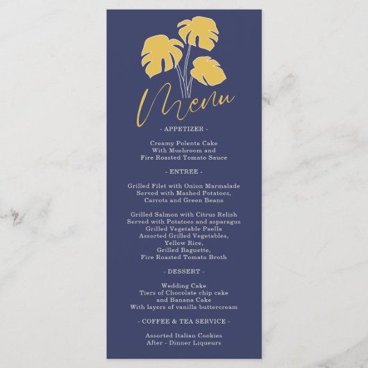 Navy Palm Tropical Botanic Leaf Menu (Voorkant)