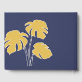 Navy Palm tropische bloemenbruiloft Gastenboek (Achterkant)