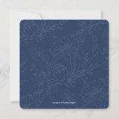 Navy Pampas Grass Modern Boho Floral Square Kaart (Achterkant)