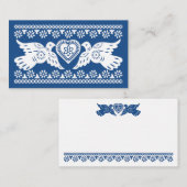 Navy Papel Picado Lovebirds Place kaart Plaatskaartje (Voorkant / Achterkant)