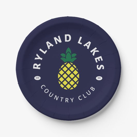 Navy Paper Borden - Ananas Bord (Voorkant)