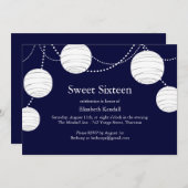 Navy Party Lantern Sweet 16 Invitation Kaart (Voorkant / Achterkant)