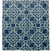 NAVY PASTEL BLUE ABSTRACT ELEGANT PATROON DOUCHEGORDIJN (Voorkant)