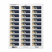 NAVY PASTEL BLUSH ROOS WATERVERF FLORAL ADRES ETIKET (Full Sheet)