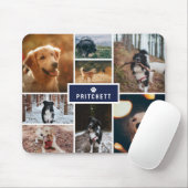 Navy Paw Dog Fotocollage & Monogram Muismat (Met muis)